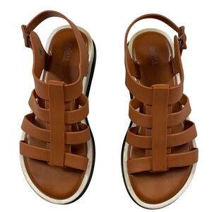 Melissa Papete Platform Sandals Brown Gladiator Chunky Lug Sole Womens 6 37